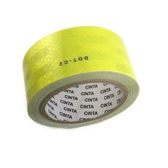 Reflective Tape 2in X 25ft Yellow DOT-C2 Safety Fluorescent Night Shine Trailers - Picture 2 of 5